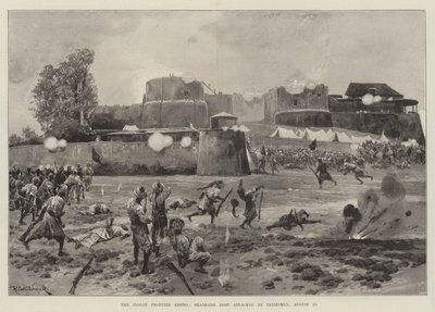 The Indian Frontier Rising, Shabkadr Fort attacked by Tribesmen, 10 August by Richard Caton Woodville junior